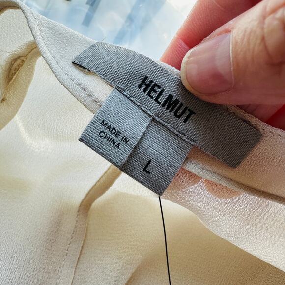 NWT Helmut Ghost 100% Sheer Silk in Salt V-Neck Sleeveless Blouse L - Picture 8 of 12